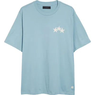 Amiri 3-star Appliqué Cotton T-shirt In Ocean Sky