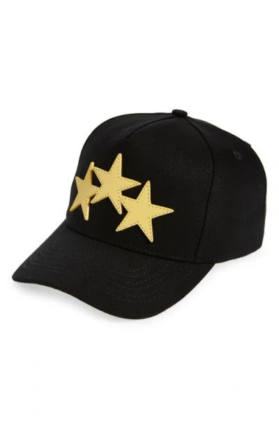 Amiri 3-star Canvas Baseball Cap In Black Champagne