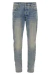 Amiri '3d Bones' Light Blue Jeans With 3d Detail On The Side And Logo Lettering On The Rear