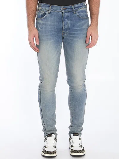 Amiri 3d Bones Skinny Stretch Denim Jeans In Blue