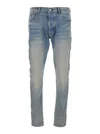 Amiri '3d Bones' Light Blue Jeans With 3d Detail On The Side And Logo Lettering On The Rear In Light Blue