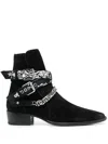 Amiri Man's Chain-link Detail Ankle Boots In Black Suede In Black