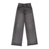 Amiri Aged Black High Rise Wide Leg Jeans In Gray