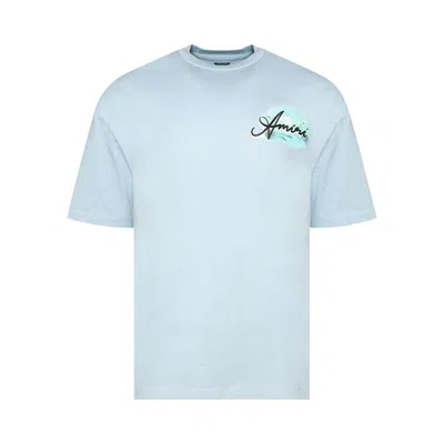 Pre-owned Amiri Airbrush Oversized Tee 'cerulean' | Blue | Men's Size L