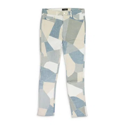 Amiri Alabaster Denim Patchwork Skinny Jeans In Multi