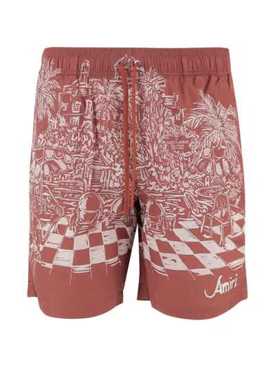 Amiri All-over Print Swim Shorts In Orange