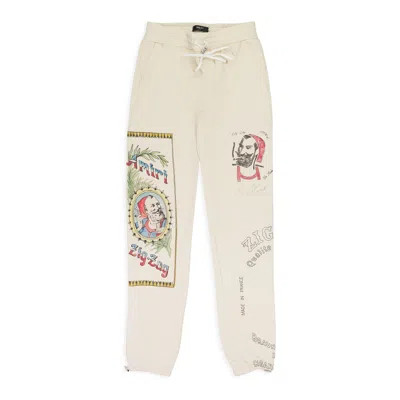 Amiri Almond Zig Zag Sketch Sweatpants In Neutral