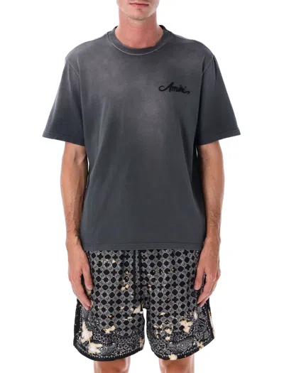 Amiri Bleach Bandana Patch T-shirt In Gray