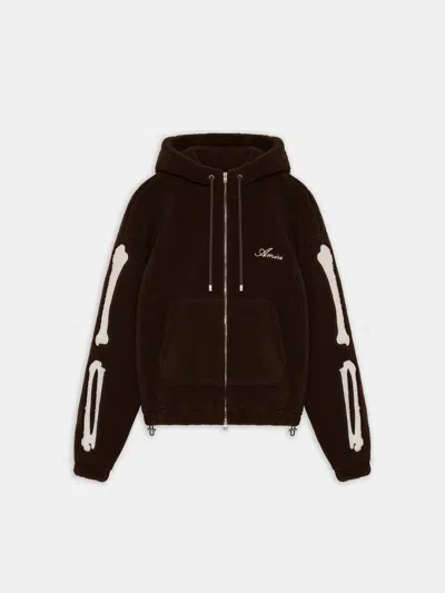 Amiri Bones Fleece Zip Hoodie In Black