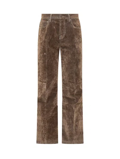 AMIRI AMIRI AMIRI BROWN VELVET STRAIGHT LEG PANTS