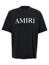 Amiri Black Crewneck T-shirt With Logo Lettering Print On The Front In Cotton Man