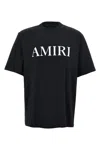 Amiri Black Crewneck T-shirt With Logo Lettering Print On The Front In Cotton Man