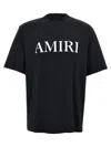 Amiri Black Crewneck T-shirt With Logo Lettering Print On The Front In Cotton Man In White/black