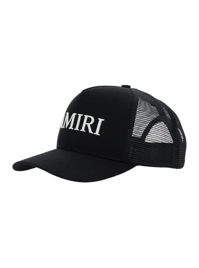 AMIRI AMIRI BLACK BASEBALL CAP WITH LOGO LETTERING ON THE FRONT AND MEHS PANELS IN COTTON MAN