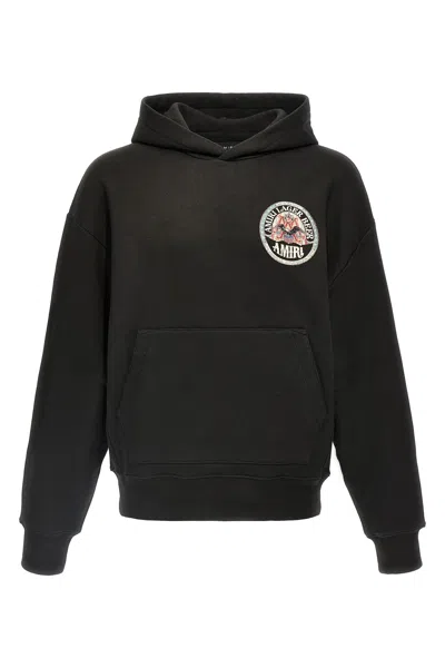 Amiri Eagle Hoodie With Front Pocket And Graphic Print In Black
