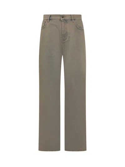 Amiri Jeans Wide Grey Vintage Effect In Green