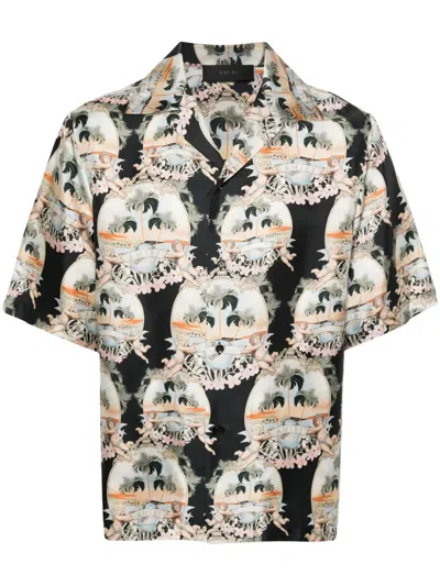 AMIRI ANGELS LANDSCAPE-PRINT BOWLING SHIRT