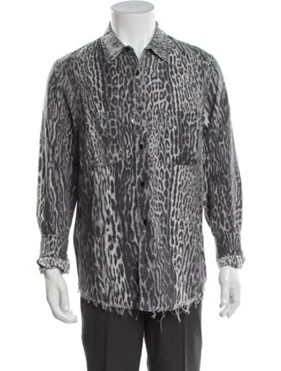 Pre-owned Amiri Animal Print Long Sleeve Dress Shirt W/ Tags In Gray