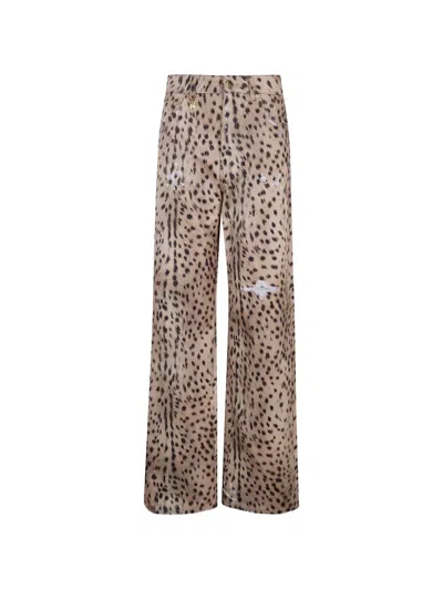 Amiri Deer Print Carpenter Wide Leg Jeans In Gray