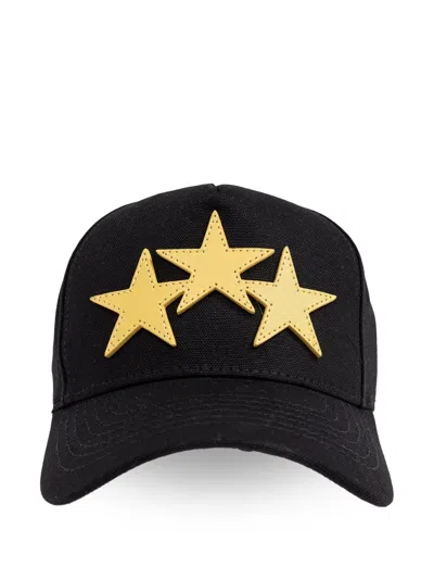 Amiri 3-star Canvas Baseball Cap In Black Champagne