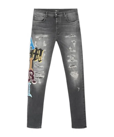 Amiri Varsity Patch Skinny Jean In Gray
