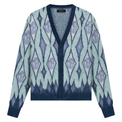 AMIRI AMIRI ARGYLE MOHAIR KNIT CARDIGAN