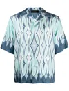 Amiri Argyle-print Silk Shirt In Blue