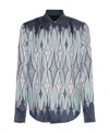 Amiri Argyle-print Silk Shirt In Gray