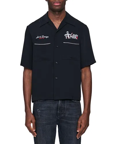 Amiri Studio Camp Shirt In Black