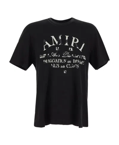Amiri Art Logo-flocked Cotton T-shirt In Black