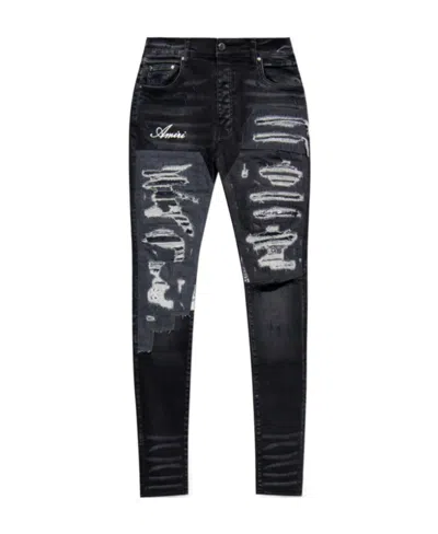 Amiri Artisanal Distressed Slim-fit Jeans In Black