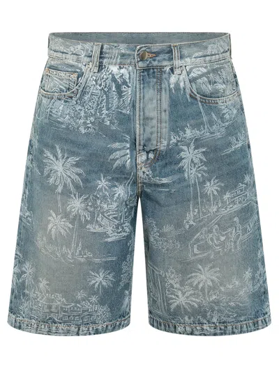 Amiri Artistic Mini Shorts For Summer 2025 In Blue