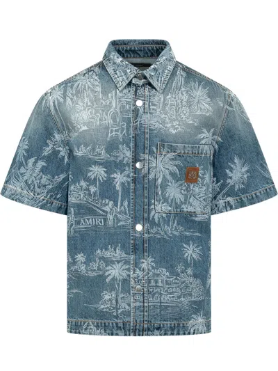 Amiri Artistic Print Casual Shirt In Blue
