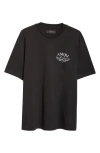 Amiri Black Crewneck T-shirt With  Arts District Logo Print In Cotton Man In Black