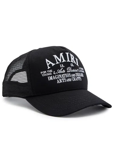 Amiri Arts District Embroidered Canvas Trucker Hat In Black