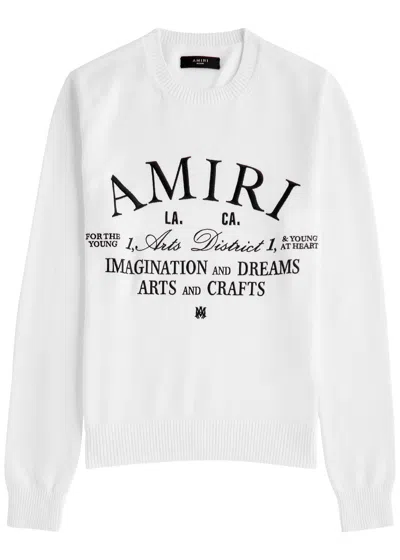 Amiri Arts District Embroidered Cotton Jumper In White And Black