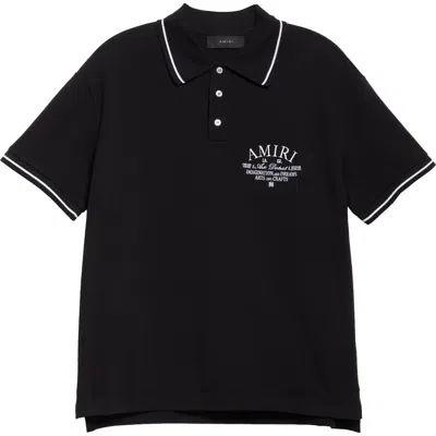 AMIRI AMIRI ARTS DISTRICT EMBROIDERED COTTON PIQUÉ POLO
