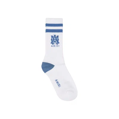 Pre-owned Amiri Ashley Blue Ma Stripe Socks 'white' | Multi-color | Men's Size 45 In Multicolor