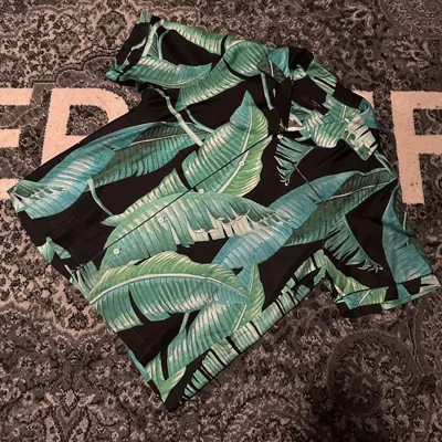 Pre-owned Amiri Banana Leaves Hawaiian Short Sleeve Pajama Silk Shirt In Green
