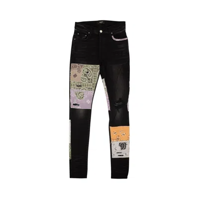Pre-owned Amiri Bandana Art Patch Jeans 'black' | Men's Size 33