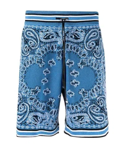 Amiri Bandana Basketball Track Shorts In Blue