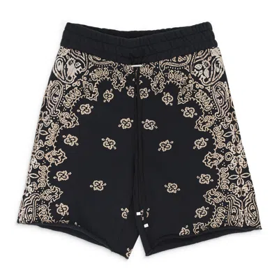 Amiri Bandana Bleach Black Beach Shorts