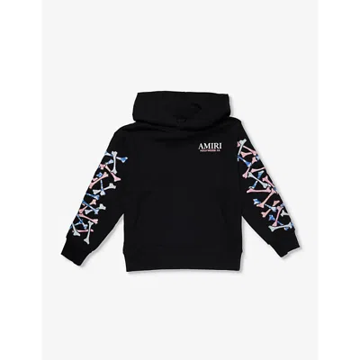 Amiri Kids' Bone-print Cotton Hoodie In Black