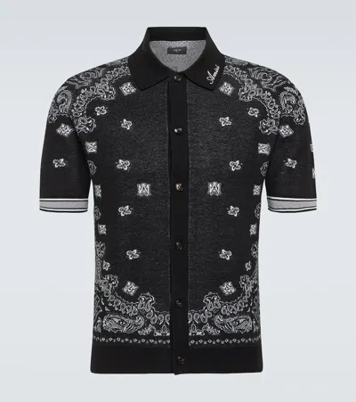 Amiri Bandana Printed Cotton Polo Shirt In Black