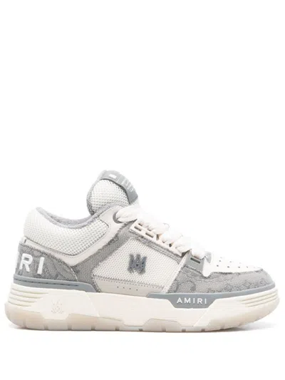 Amiri Bandana Denim Sneakers In Grey