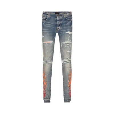 Pre-owned Amiri Bandana Flame Jean 'clay Indigo/orange' In Blue