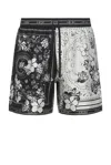 Amiri Silk Bandana Print Bermuda Shorts In Black