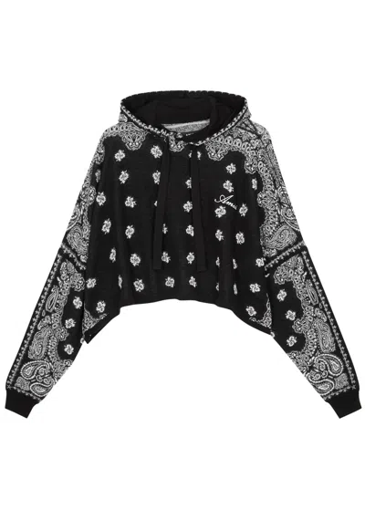 Amiri Bandana-intarsia Hooded Cotton Sweatshirt In Black