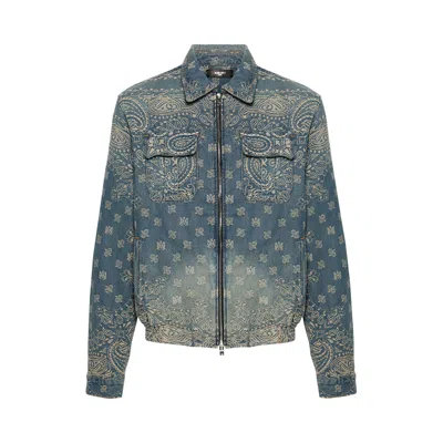 Pre-owned Amiri Bandana Jacquard Blouson 'crafted Indigo' | Blue | Men's Size Xl