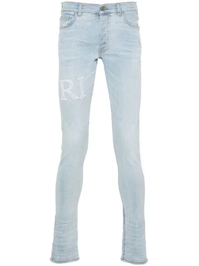 Amiri Bandana Jacquard Logo Jean In Skyindigo